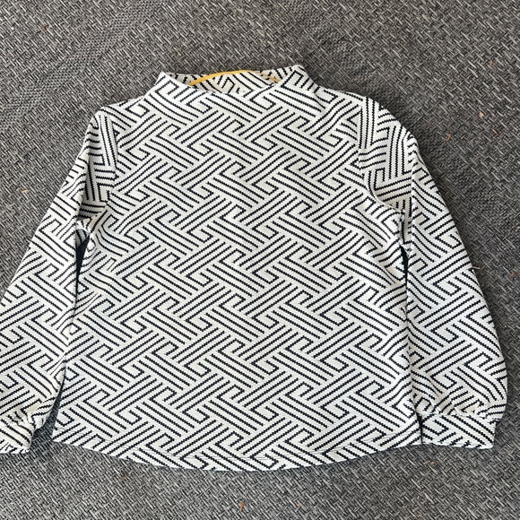 Anthropology W5 Sweater Womens Size S White Black Geometric Knit Cotton Zip Back - Picture 2 of 9